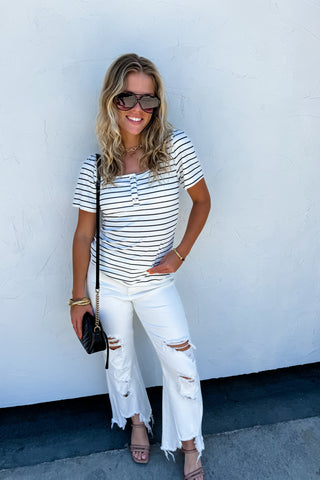 HAVEN RIBBED SNAP HENLEY TOP