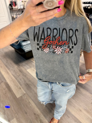 Warriors Floral Mineral Wash Graphic Tee