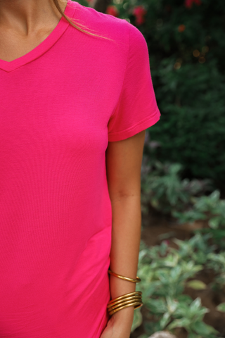 PREORDER- Jess Lea Basic Tee- Hot Pink