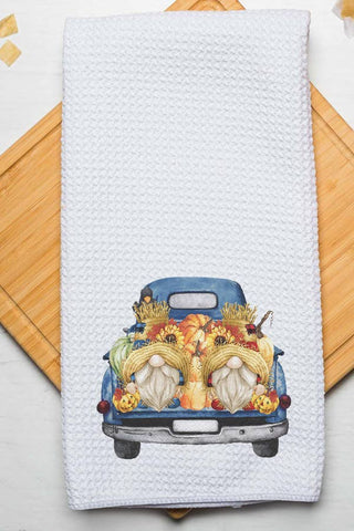 Blue Pumpkin Gnome Truck Fall Towel