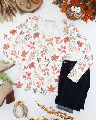 Alyssa Long Sleeve Top - Harvest Leaves