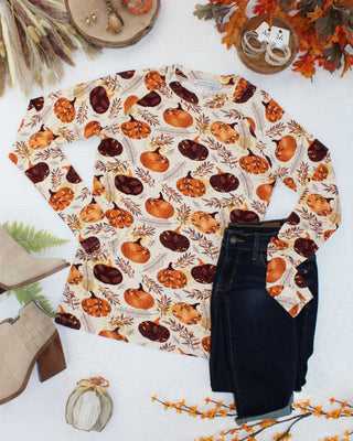 Blair Long Sleeve Top - Autumn Gourds