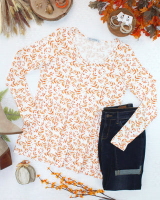 Long Sleeve Sarah Ruffle Top - Autumn Vines