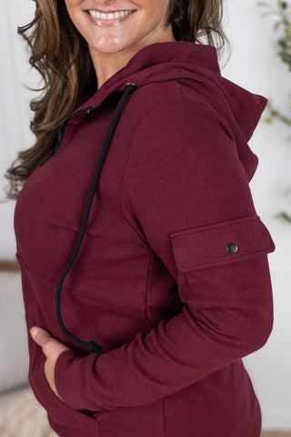 Pixie Pocket Halfzip Hoodie - Burgundy