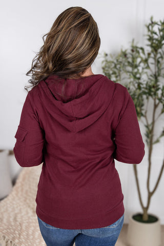 Pixie Pocket Halfzip Hoodie - Burgundy