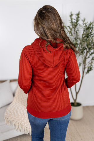 Tatum Textured Pullover Hoodie - Rust