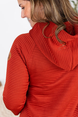 Tatum Textured Pullover Hoodie - Rust