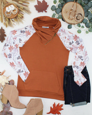 Classic Zoey ZipCowl Sweatshirt - Maple and Fall Foliage