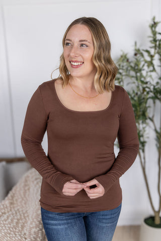 Alyssa Long Sleeve Top - Brown