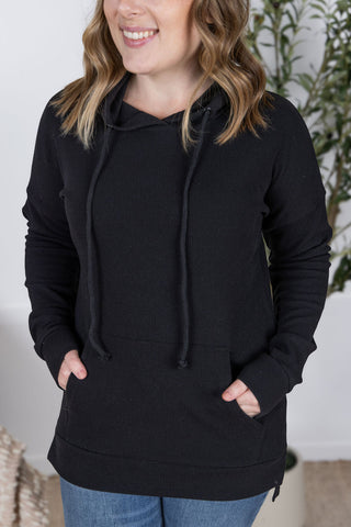 Kacey Ribbed Hoodie - Black