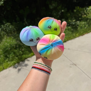 Multi Color Spray Paint Dumpling Squishy + NEW Face