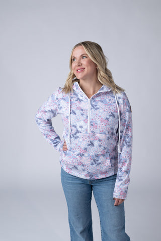 HalfZip Hoodie - Ditsy Blush Floral
