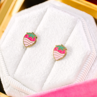 Chocolate Dipped Strawberry Flat Back Earrings