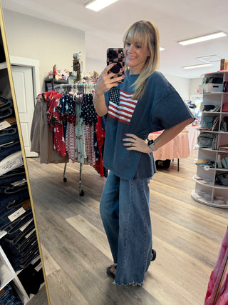Vintage Americana Flag Graphic Tee