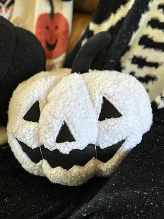 Halloween Sherpa Pillow - White Pumpkin