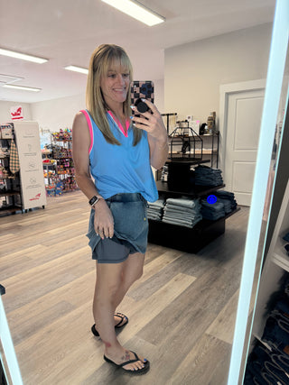 Light Wash Refined Denim Skort