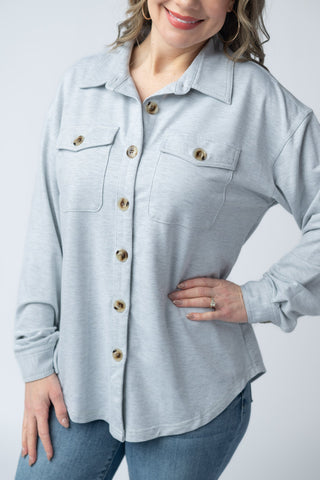 Brenna Button Down Top - Grey