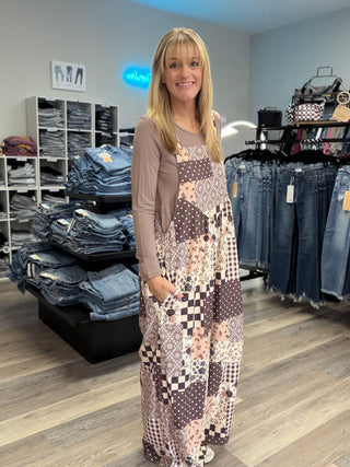 Floral Patchwork Wide Leg Overalls