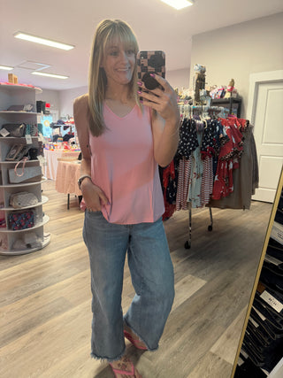 Vera V Neck Tank - Pink