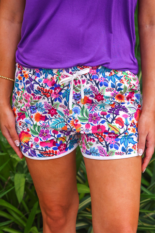 PREORDER- Fiesta Time Floral Everyday Shorts- White