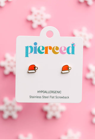 Red Santa Hat Flat-Back Earrings