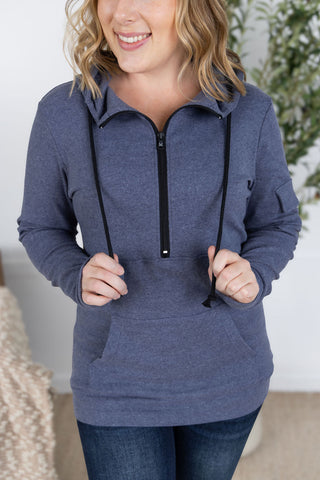 Pixie Pocket Halfzip Hoodie - Heathered Navy