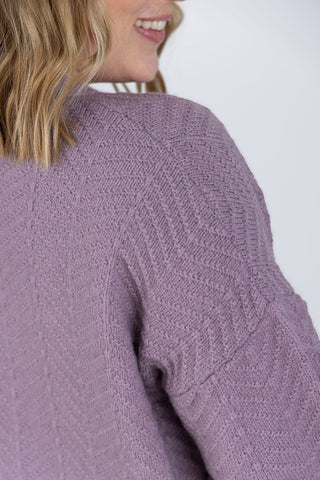 Billie Open Knit Cardigan - Dusty Purple