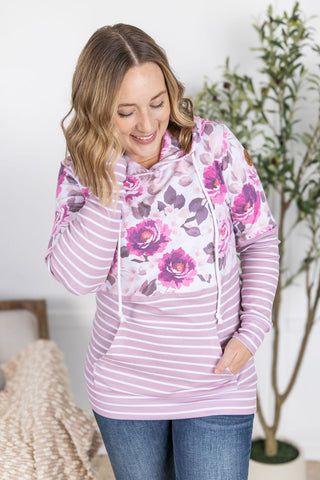 Hailey Pullover Hoodie - Autumn Blossom and Stripes