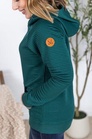 Tatum Textured Pullover Hoodie - Hunter Green
