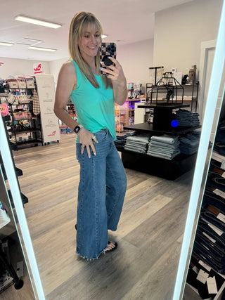 Risen High Rise Ankle Wide Jeans