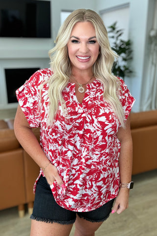Lizzy Cap Sleeve Top in Red Floral