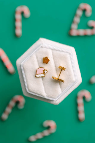 Pink Santa Hat Flat-Back Earrings