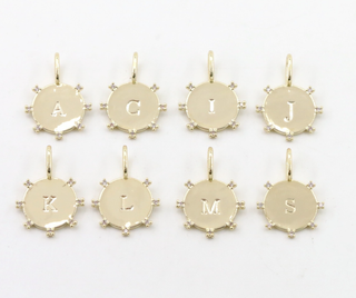 Harper Initial Charm in Gold with CZ Crystals