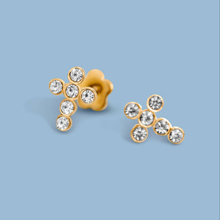 CZ Cross Flatback Earrings