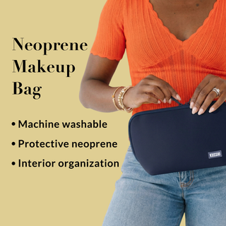 Neoprene Makeup Bag-Black/Pink
