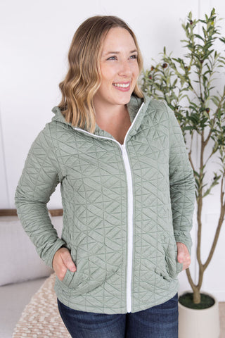Geometric Fullzip Hoodie - Sage