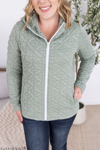 Geometric Fullzip Hoodie - Sage