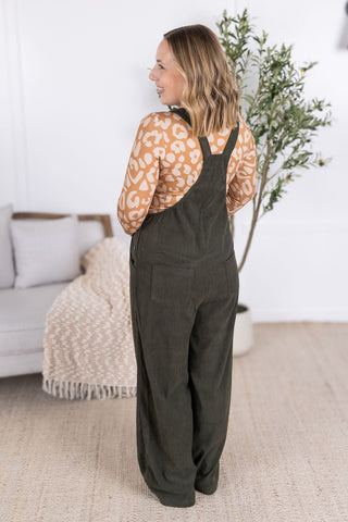 Corduroy Overalls - Olive