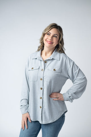 Brenna Button Down Top - Grey