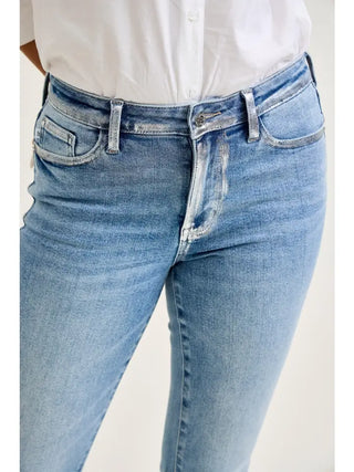Metallic Seam Mid Rise Judy Blue Flare