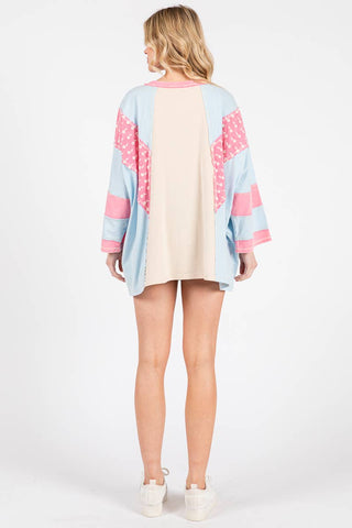 Mineral Washed Floral Patch Oversized Top
