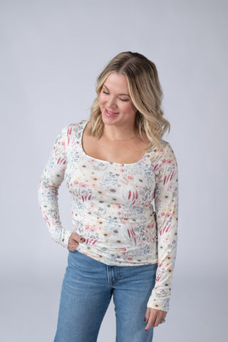 Alyssa Long Sleeve Top - Wildflower Garden