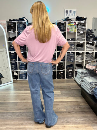 Judy Blue Mid Rise Retro Wide Leg Denim