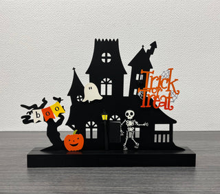 Spooky House Magnetic Decor w/ Wood Base
