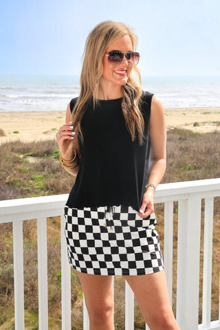 Checkerboard Checkered Skort