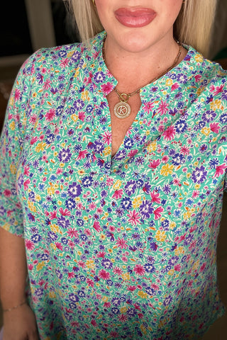 Lizzy Top in Emerald Floral