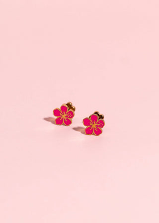 Hibiscus Flower Flat Back Earring