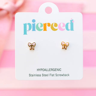 Pink Bow Flat-Back Earrings