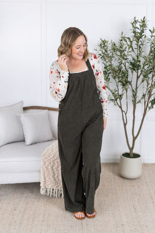 Corduroy Overalls - Olive