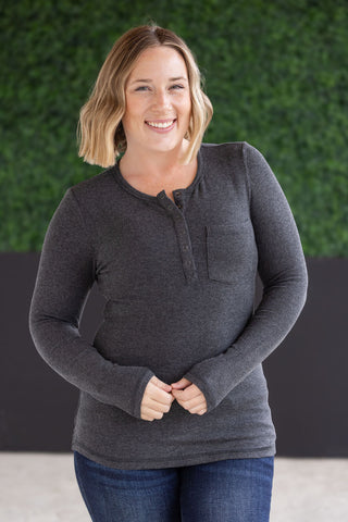 Georgia Long Sleeve Top - Charcoal